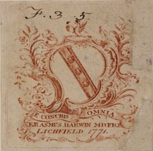 Erasmus Darwin's Armourial Bookplate