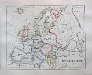 William James Linton, A Map of Republican Europe (1854)